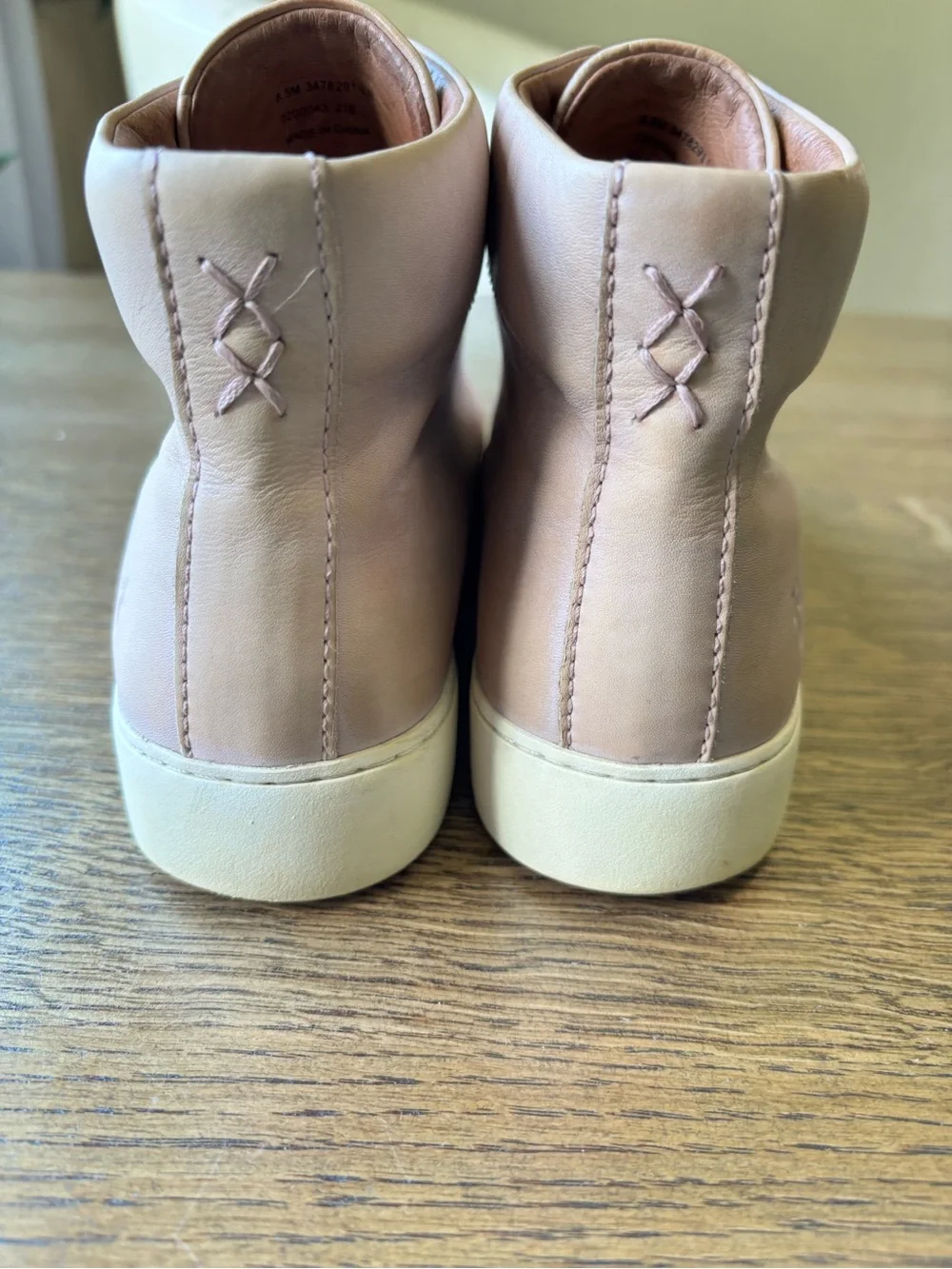 Frye Lena Zip High Top Sneakers Blush Pink Leather Pearl‎ Zip Women 8.5